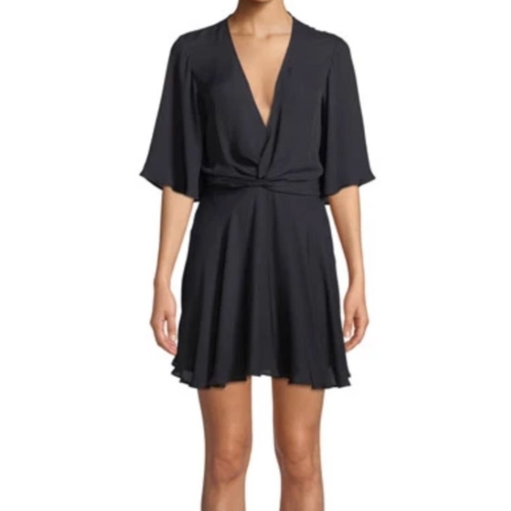 A.L.C. 6 Ava Twist-Front Silk Mini black dress 0098 revolve